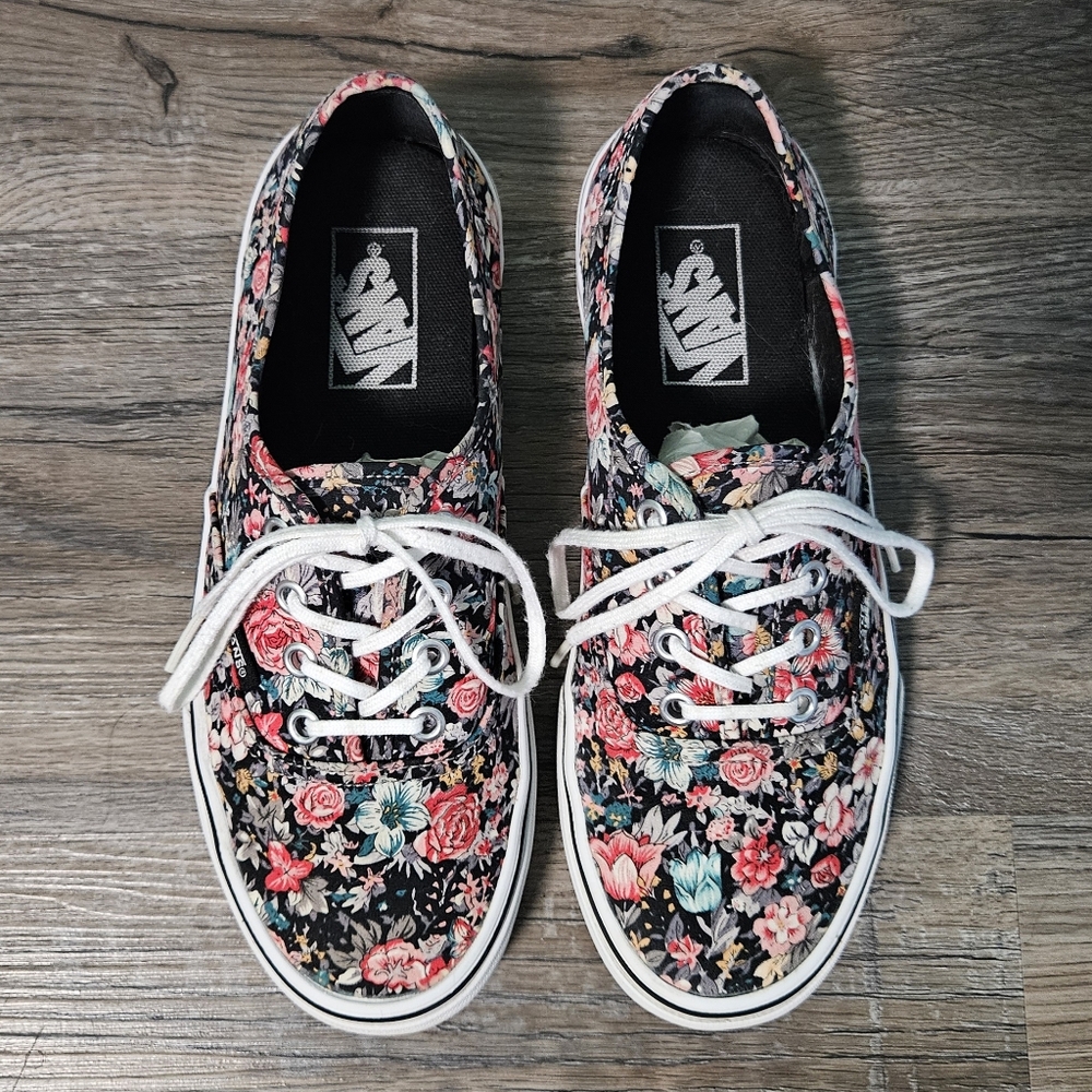 Vans Women's Floral Sneakers - Black and Pink